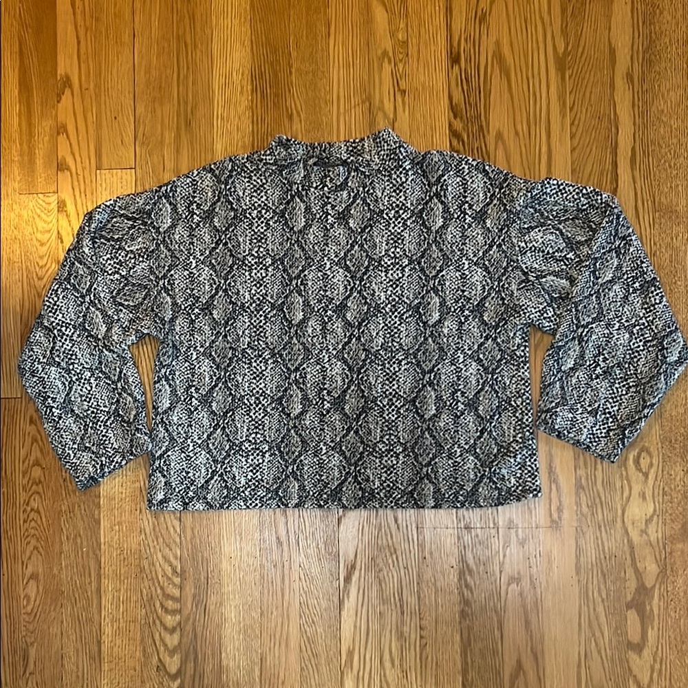 Zara Snake Print Mockneck Cropped Sweater